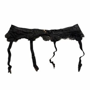 50s/60s Rare European Vintage Escora Silky Lace Trim Garter Belt Black Size M/L
